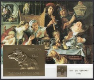 **822 GUJANA BL.381 = 50E - PIES, ROK PSA - ZŁOTA FOLIA