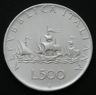Włochy 500 lirów 1959 - okręty Kolumba - srebro