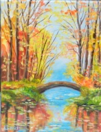 Kordula Gryglak KOLOROWA JESIEŃ obraz olejny 30x40