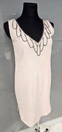 H&M SUKIENKA 38 M Z OZDOBNYM ZDOBIENIEM KORALIKI ORNAMENT NUDE NOWA