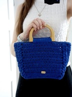 NOWA TOREBKA SZYDEŁKOWA NIEBIESKA HANDMADE BOHO KUFEREK ZE SZNURKA KOSZYK