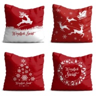ZESTAW 4 POSZEWEK NA PODUSZKĘ JAŚKA ŚWIĄTECZNE WZORY DEKORACJE OZDOBY