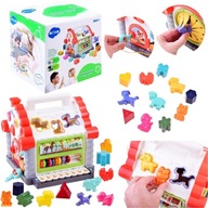 INTERAKTYWNY DOMEK SORTER EDUKACYJNY KLOCKI MELODIE PIANINKO ZWIERZĘTA DUŻY