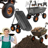 WÓZEK OGRODOWY 4 KOŁA POMPOWANE 75L DO 300 KG STAL FUNKCJA WYWROTKI TACZKA