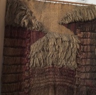 Gobelin Tkanina unikatowa "Zagroda" sizal ok.140 x 150 cm lata 70.