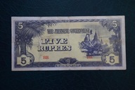 Banknot Japonia okupacja 5 rupees !!!