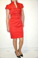 elegancka czerwona sukienka praca 38 40 S M