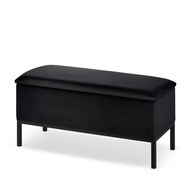 Pufa ławka tapicerowana Lugano czarna ze schowkiem glamour