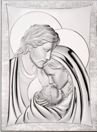 Święta Rodzina nowoczesny srebrny obraz na drewnie Thilia Argenti 22x27 cm