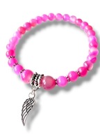 AG66 - Bransoletka kamienie AGAT różowe 16-17 cm