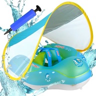 KOŁO DO PŁYWANIA Z DASZKIEM PONTON DLA DZIECI + POMPKA