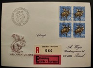 !! ZWIERZĘTA - SZWAJCARIA 1966 - KOPERTY FDC - LIST POLECONY - STAN BDB !!