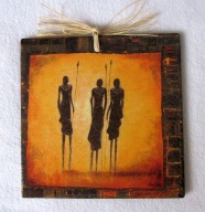 Robótkownia Kafelek obrazek 15x15 Afryka Trzech Masajów ram.