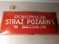 STARA TABLICA EMALIOWANA - OCHOTNICZA STRAŻ - 60 cm x 26 cm