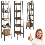 REGAŁ SŁUPEK METALOWY NA KSIĄŻKI INDUSTRIALNY LOFT WĄSKI WYSOKI 170 CM