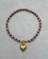 Naszyjnik RED JASPER handmade KOVALI z kamieni naturalnych z sercem