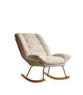 Elegancki fotel bujany z wysokim oparciem beżowo szary