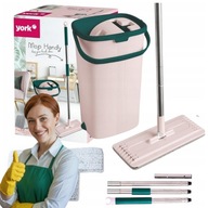 YORK MOP PŁASKI OBROTOWY HANDY WIADRO DWUKOMOROWE Z WYCISKACZEM KIJ + ZAPAS