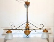 Lampa bilardowa, żyrandol mosiężny PODWÓJNY, lampa nad stół 82 cm