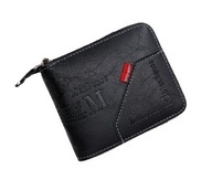 Portfel skórzany męski zapinany na zamek czarny
