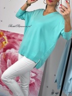 SWETER BASIC CLASSIC DEKOLT V DELIKATNY TURKUS