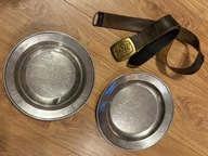 Dwa talerze blaszane obiadowe płytki i na zupę z pasem Marynarka Wojenna