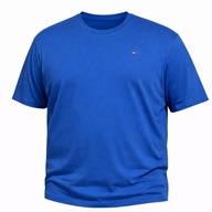 Duży T-shirt męski plus size bawełniany z haftem niebieski 4XL 125 cm