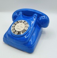 starodawny niebieski ceramiczny TELEFON skarbonka
