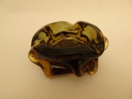 Popielniczka szklana, bursztynowa, miodowa, PRL, Murano? vintage