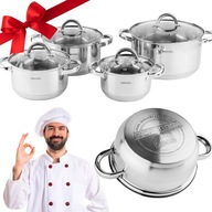 Zestaw garnków Topfann 8 el stal nierdzewna indukcja gaz komplet