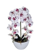 Sztuczny Storczyk gumowy w Doniczce Dwa Pędy Orchidea Dekoracja Biały