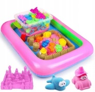 Piasek kinetyczny 6 kolorów 3 kg zestaw foremki basen dla dzieci na prezent