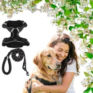 MOCNE SZELKI TAKTYCZNE, ODBLASKOWE DLA PSA ZE SMYCZĄ 150 CM XXXL CZARNE