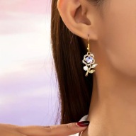 KOLCZYKI GEOMETRYCZNE ŁEZKI OCZKA BOHO koreanskie kwiat pozlacane