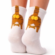 Śmieszne Skarpetki Kot Kocie Jajka 3D Pompony Funny Prezent