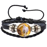 Skórzana bransoletka - Snap - Koń - regulowana długość, wymienne oczka