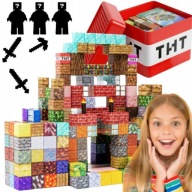 KLOCKI MAGNETYCZNE KOSTKI PIKSELE 3D KONSTRUKCYJNE +PUDEŁKO MY CRAFT 150EL