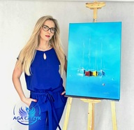 OBRAZ MARYNISTYCZNY " ŁODZIE" olej na płótnie, AGA CZYŻYK ART WOŚP 2026