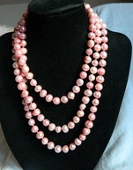 Perły natruralne, jasnoróżowy sznur pereł, naszyjnik