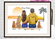 Plakat w ramce Pamiątka z rodziną Personalizowany portret rodzinny A4