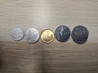 Włochy - zestaw monet 5, 10, 20, 50, 100 lir