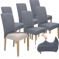 6 SZT POKROWCE NA KRZESŁA Pokrowiec Krzesło GRAFIT STALOWY Elastyczny