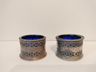 Dwie stare srebrne solniczki Anglia