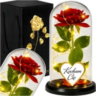 WIECZNA RÓŻA W SZKLE LED ŚWIECĄCA LAMPKA PREZENT DLA NIEJ NA DZIEŃ KOBIET