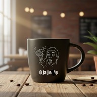 Kubek grawerowany „O ja je*ię” | śmieszny kubek | czarny mat, biały środek