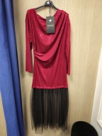 Sukienka bordowa, balowa r. Uni, tiul blink LUX Luna Italy !!!