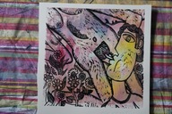 Czułość. 30 × 30 cm. 2025 r. (linoryt kol.)