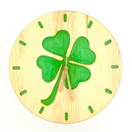 Zegar ścienny do salonu, zegar z drewna, zegar nowoczesny, zegar zielony