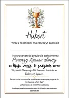 Zaproszenia na Pierwszą Komunię Świętą Dla Chłopca PERSONALIZOWANE PREMIUM