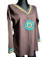 Bawełniana bluzka vintage z cekinami r. L